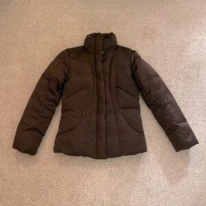 Espresso dark chocolate brown down jacket coat Calvin Klein puffer women XS